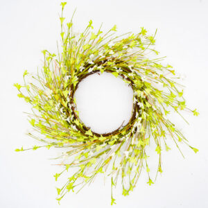 22″ & 30″ Cream Green, Lime Forsythia Wreath Set