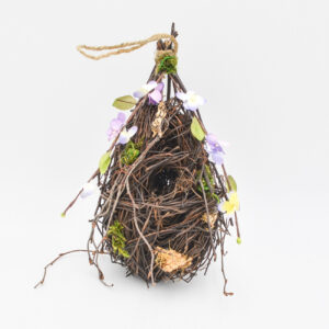 11” Hanging Baltimore Orioles Nest w/ Paper Hydrangeas