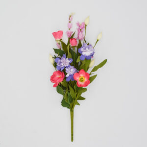 18″ Pink Poppy, Purple Lisianthus Pick