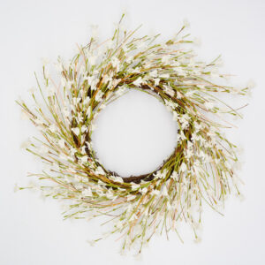 22″ & 30″ White forsythia Wreath Set