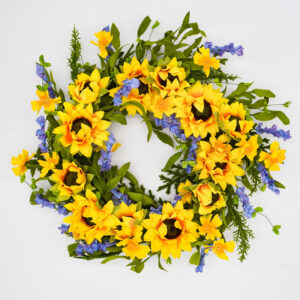22″ Sunflower Larkspur Wreath