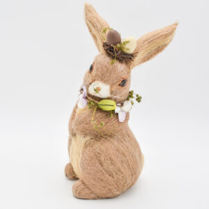 11” Brown Sisal Bunny w/ Egg Hat