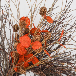 24″ Orange Autumn Elm and Pinecone Twig Wreath